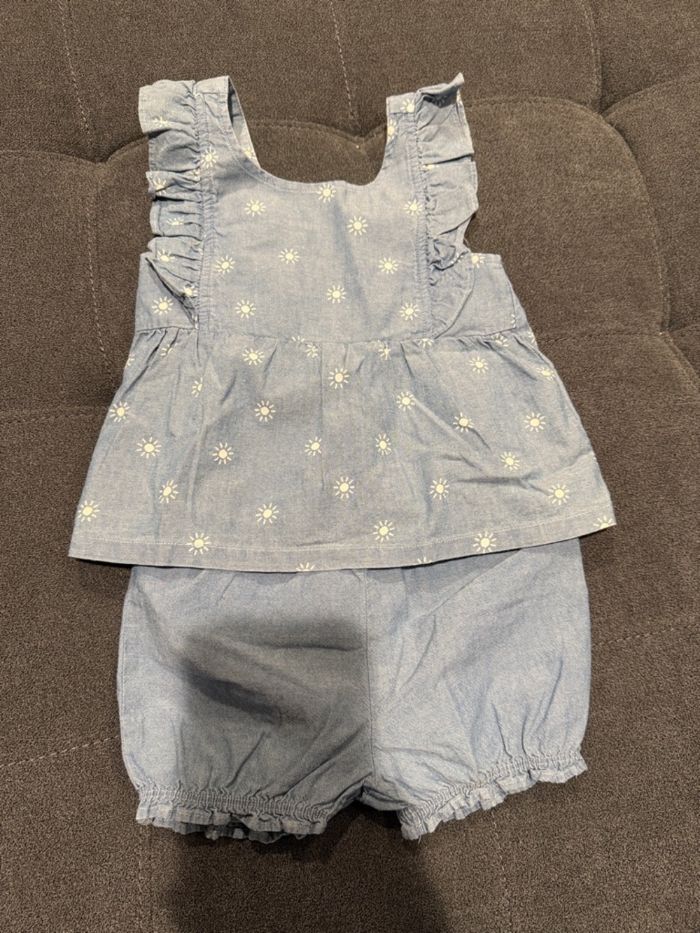 Carter's Light Blue Daisy Ruffle Top & Bloomers Set